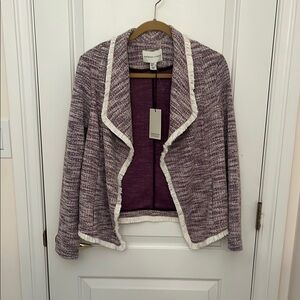 Adrienne Vittadini Purple and White Blazer